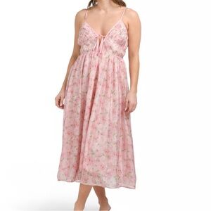 En Saison Floral Midi Dress Tie Top